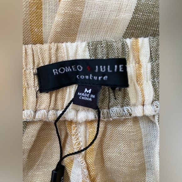 NWT Romeo+ Juliet Linen Blend Tie Back Striped Wide Leg Jumpsuit Size M - Picture 7 of 14